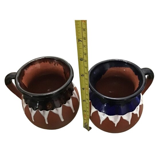 SET OF 2- CERAMIC TERRA COTTA CLAY MEXICAN BARRO COFFEE MUGS - Picture 4 of 6